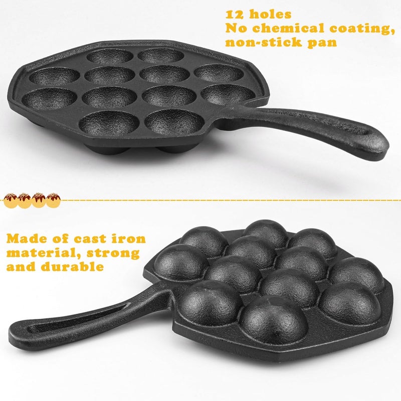 DOERDO DD DOERDO Takoyaki Maker Takoyaki Pan Cast Iron Octopus Meat Ball Mold Nonstick Baking Tray for Octopus Balls  12 Holes - Image 3